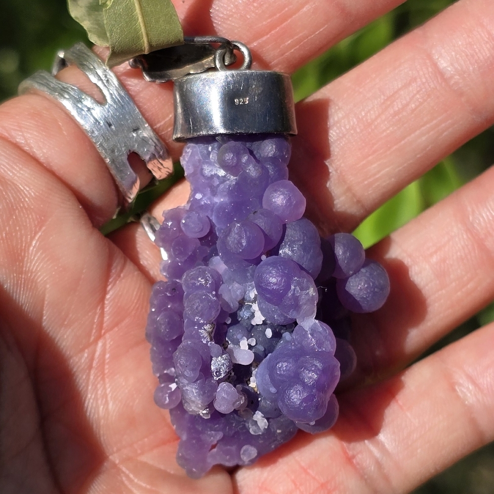 *Rare* Grape Agate Cluster Organic Solid 925 Ster… - image 2